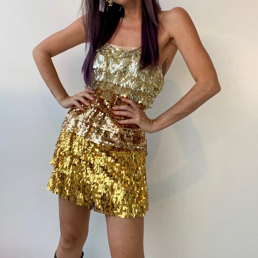Bebe Gold Sequins Dress